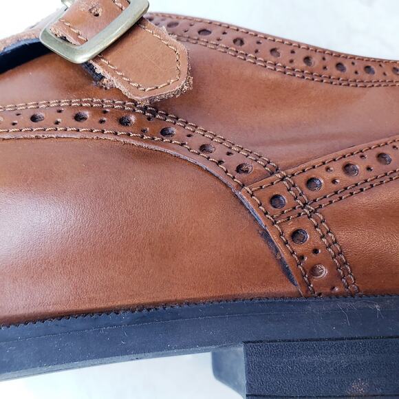 COLE HAAN Grand. OS Double Monk Strap Dress Shoes Brown Leather Men's Size 11 M - Picture 14 of 16